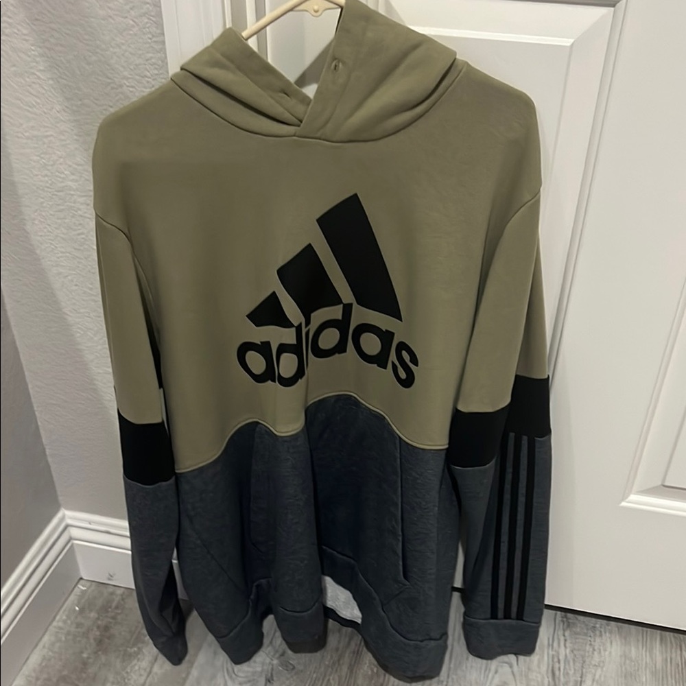 Adidas Green and Gray Sweater with Iconic Logo